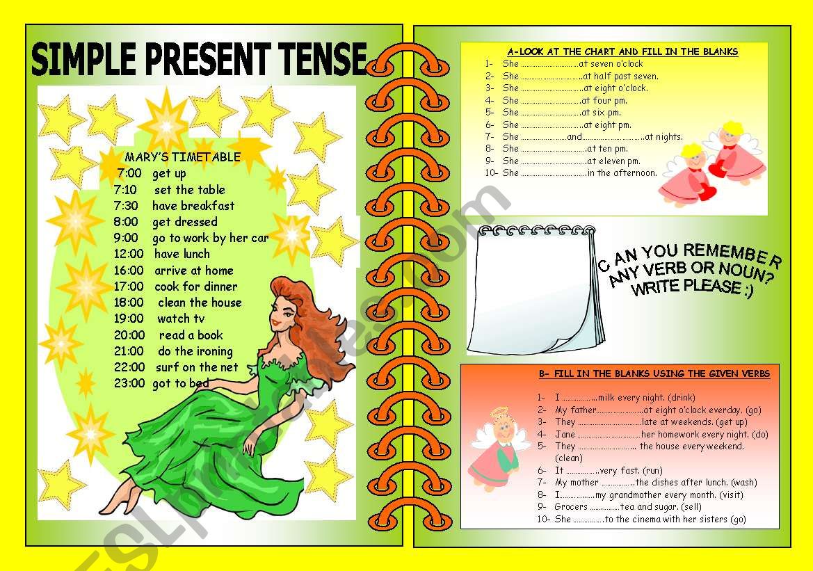 SIMPLE PRESENT TENSE REVISION worksheet