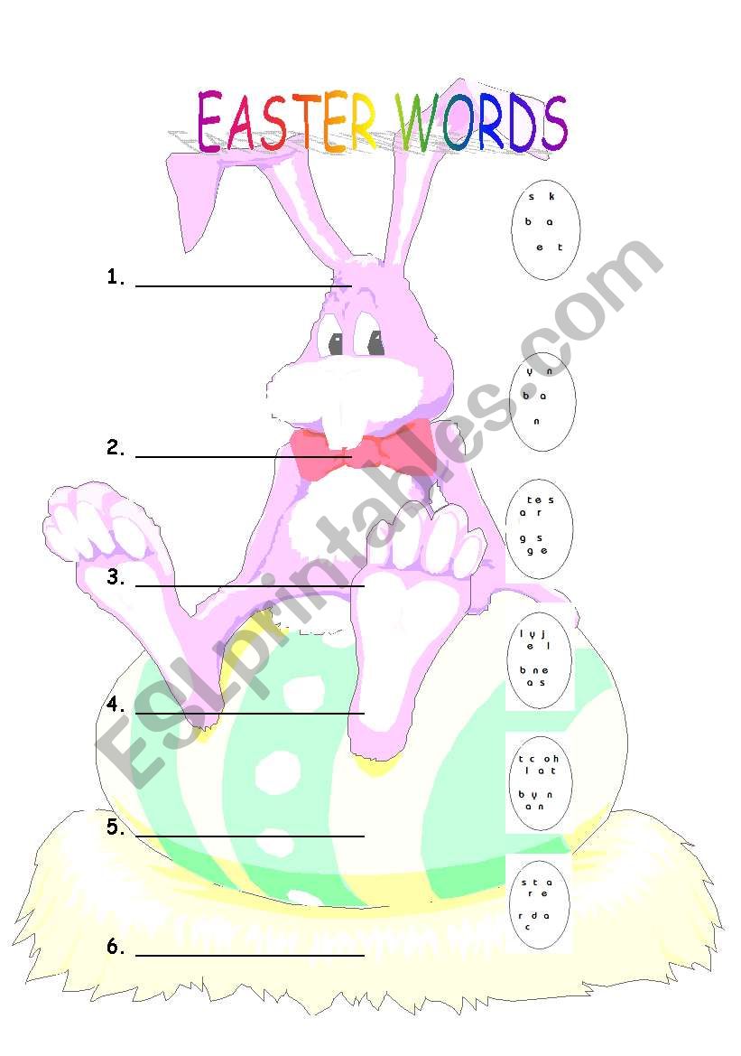 Easter words worksheet