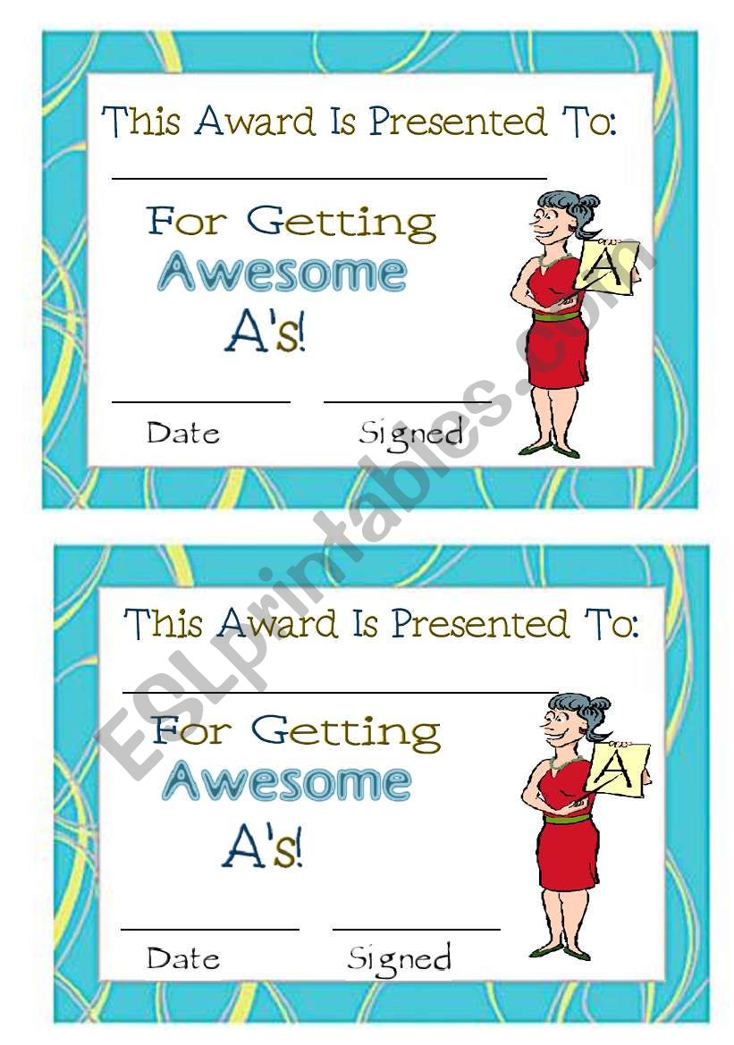 Award worksheet