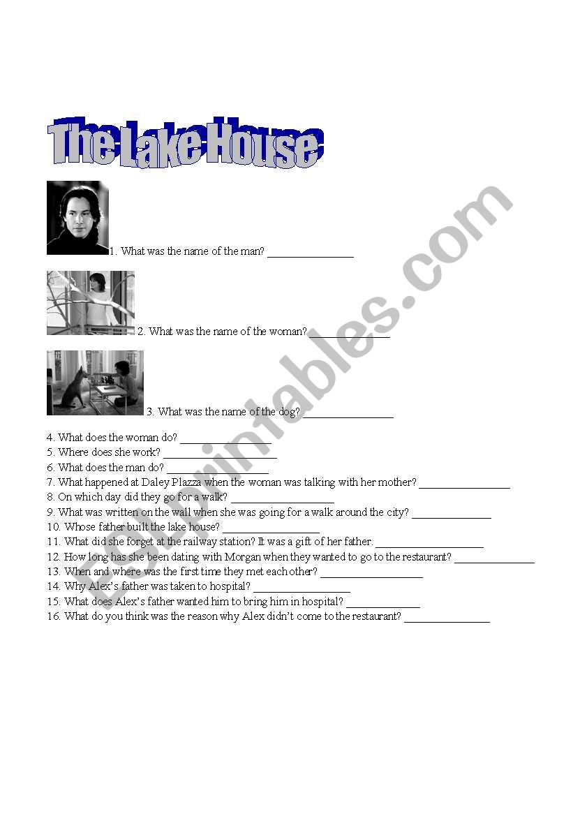 The lake house worksheet worksheet