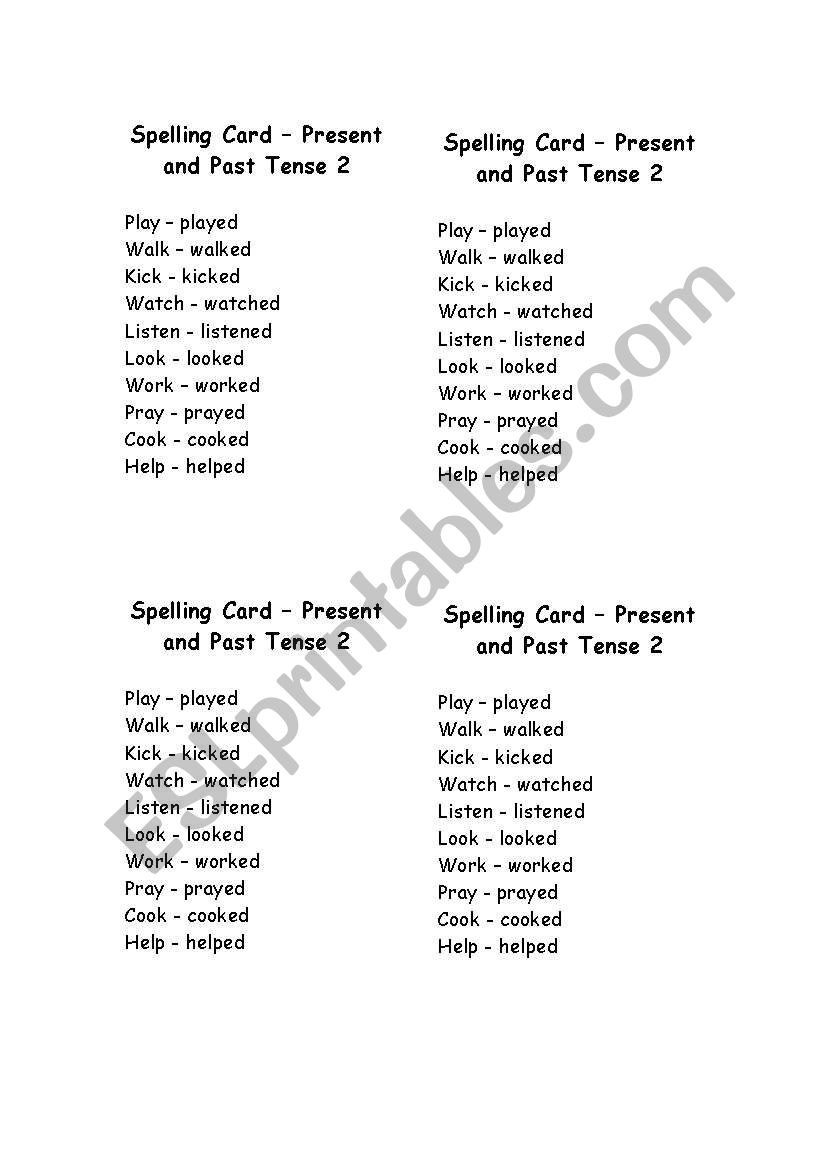 Past Tense Verbs worksheet