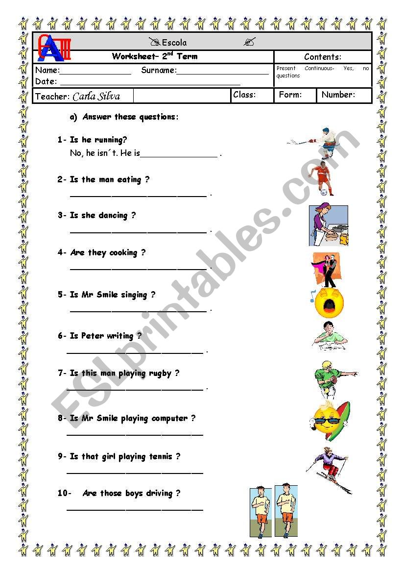 present continuous worksheet