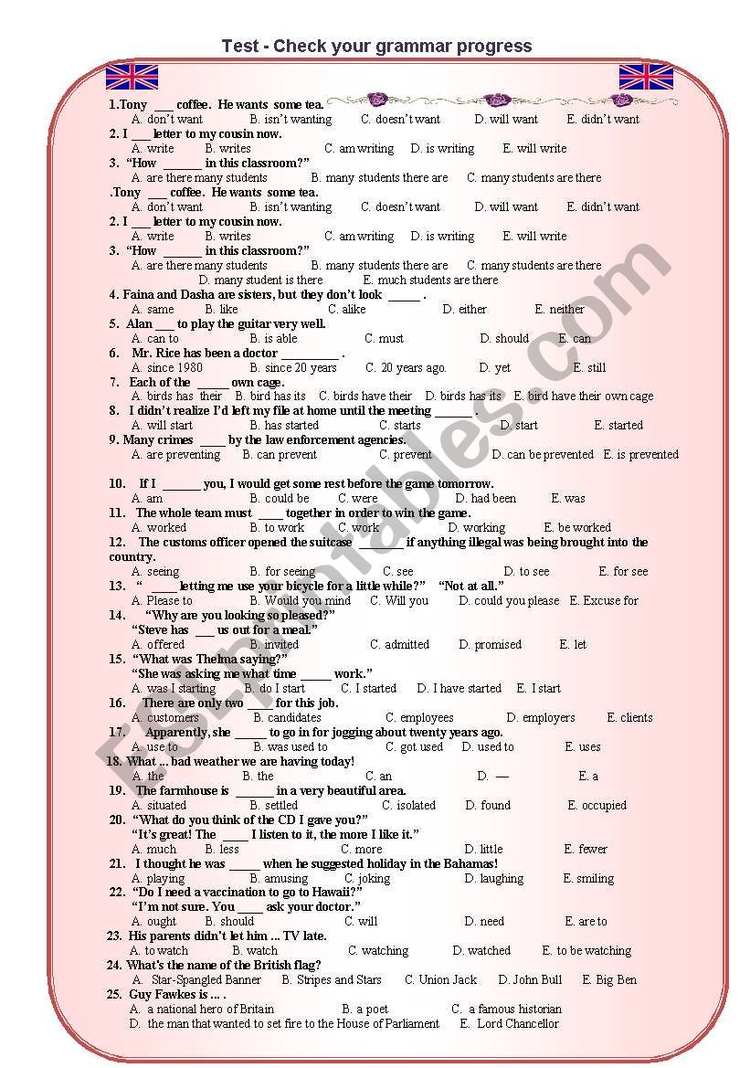 Grammar check worksheet