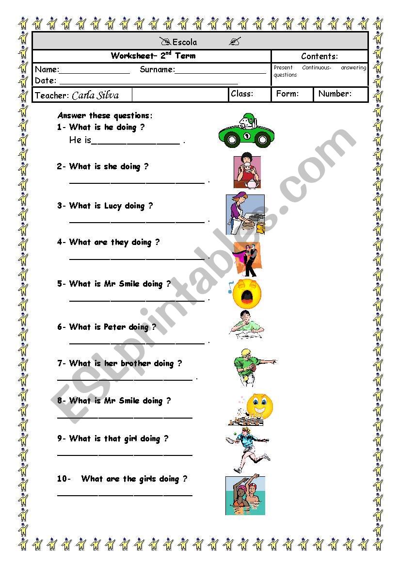 present continuous worksheet