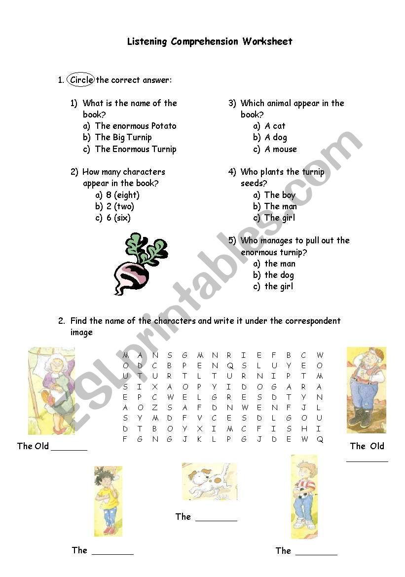 The Enormous Turnip worksheet