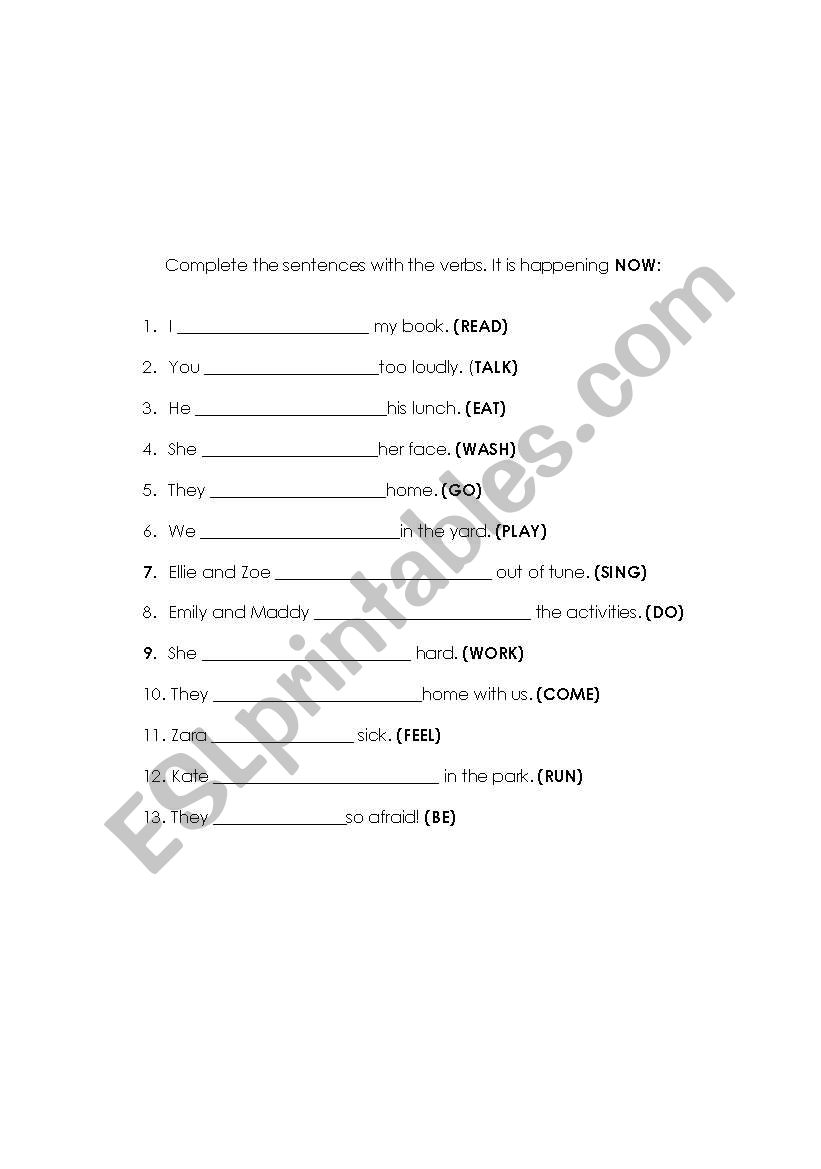 Present Continuous worksheet