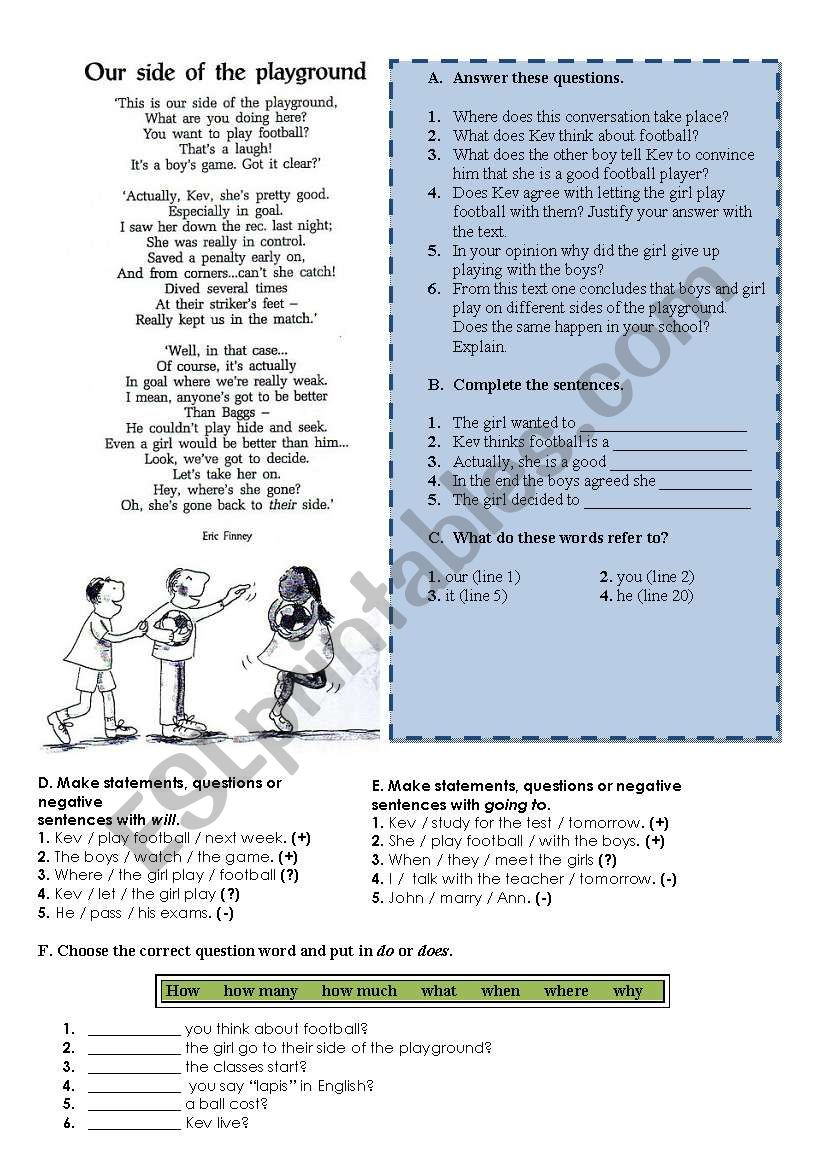 Our side of the Playground worksheet
