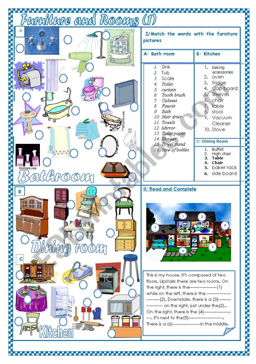 Furniture and rooms(1) worksheet