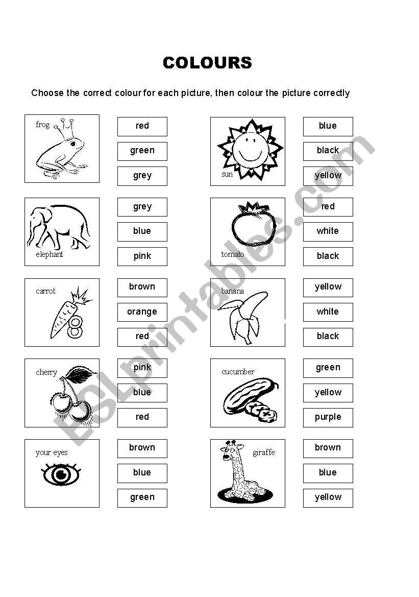 Colours worksheet