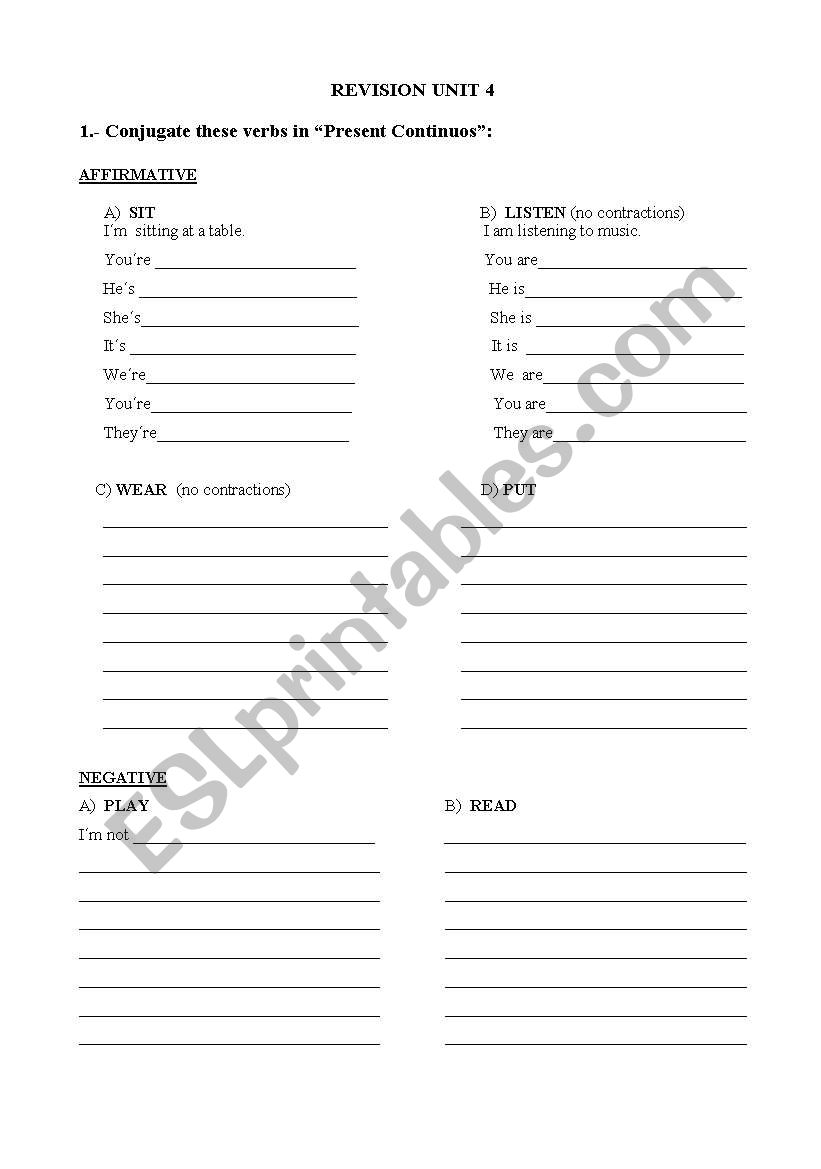 Revision of Present simple and Present Continuous