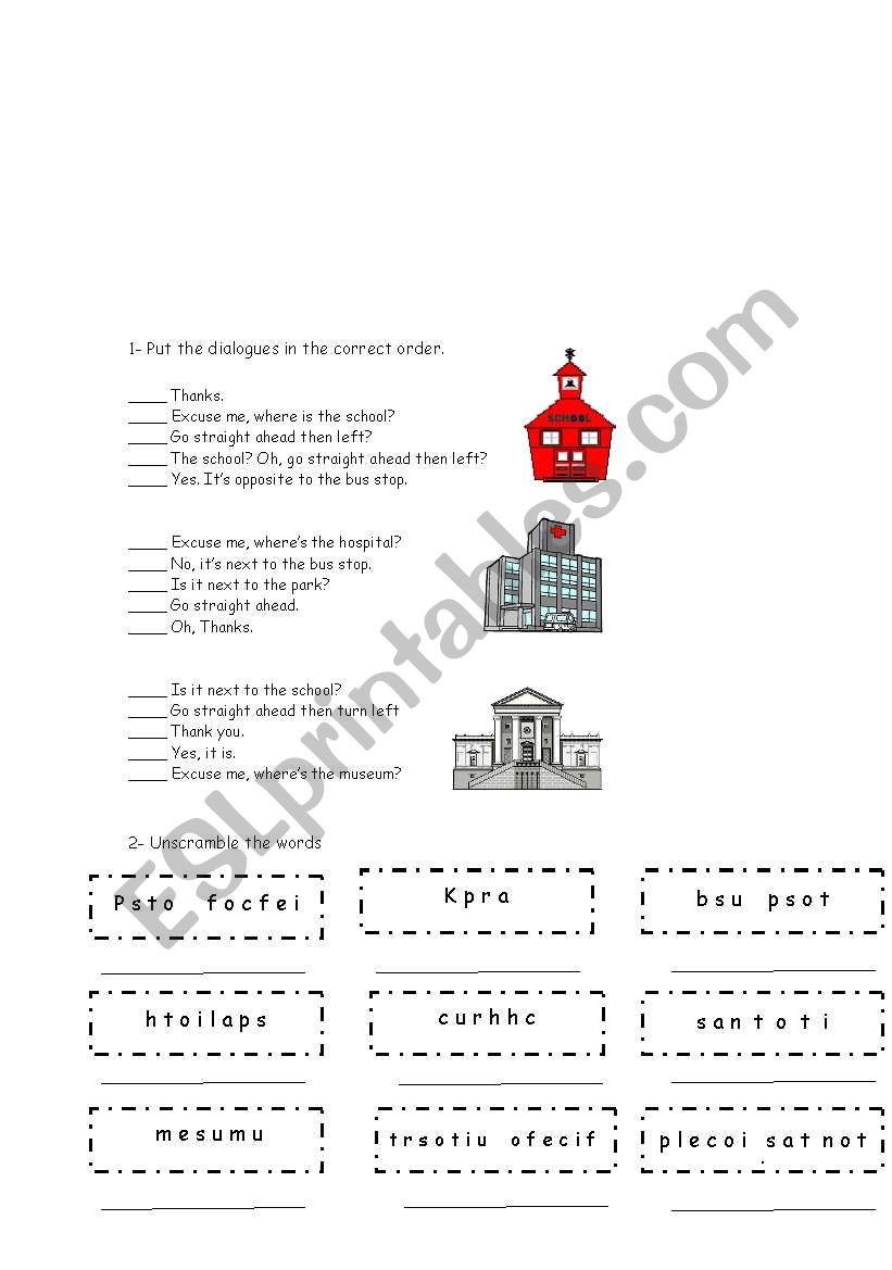 Places worksheet