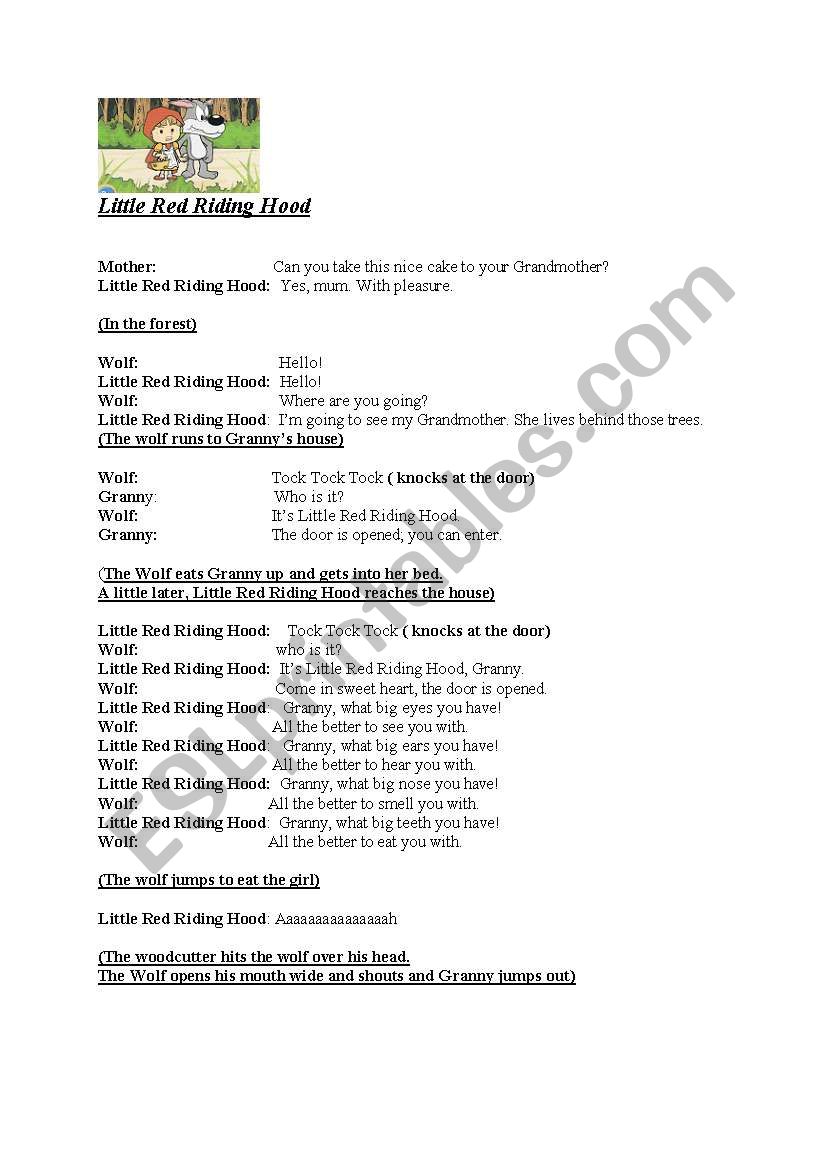 little red riding hood worksheet