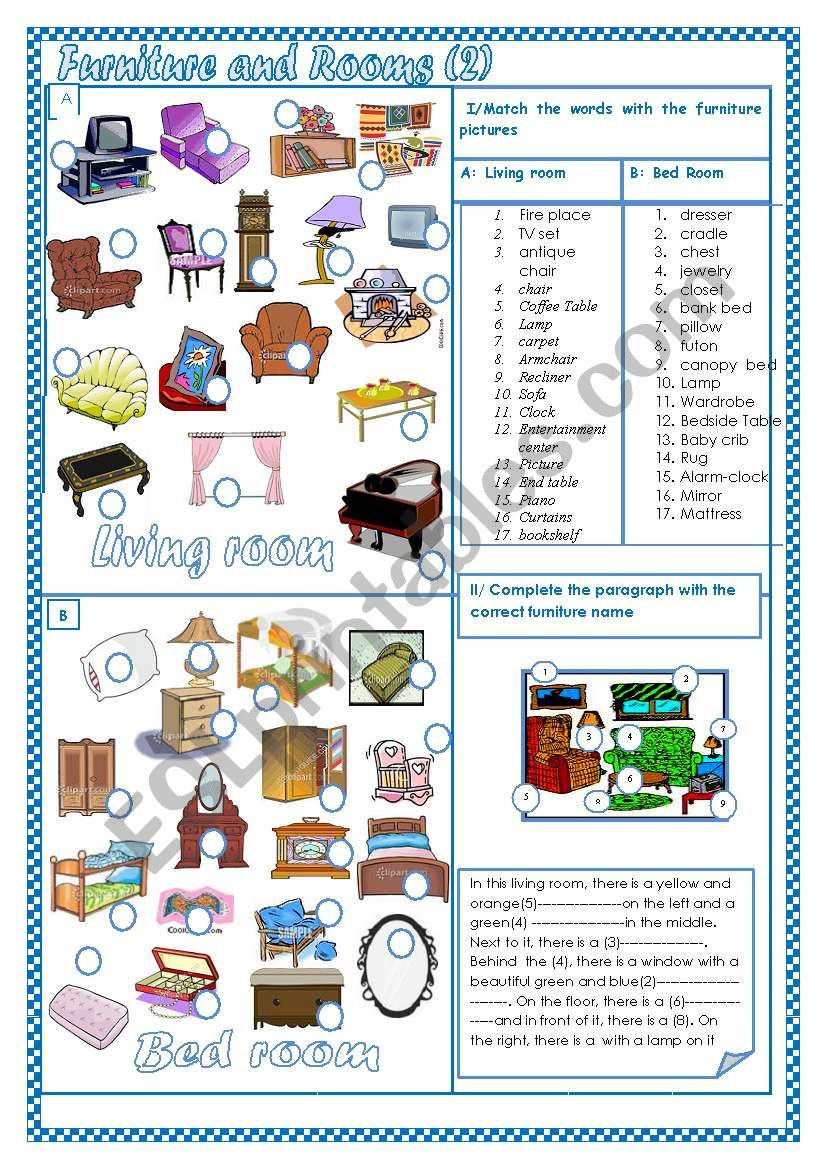 Furniture and Rooms (2) worksheet