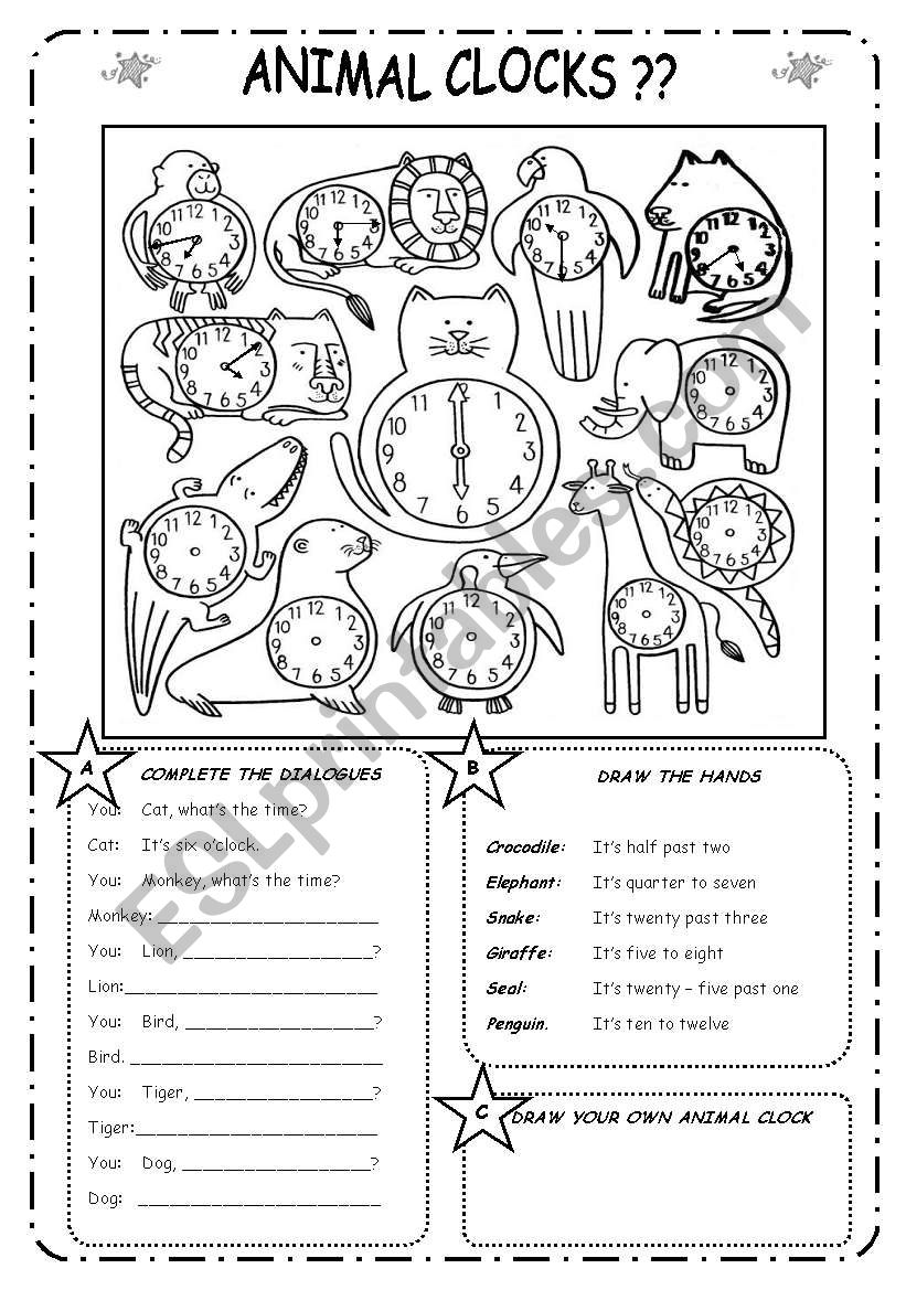 THE TIME â€“ B&W - editable worksheet