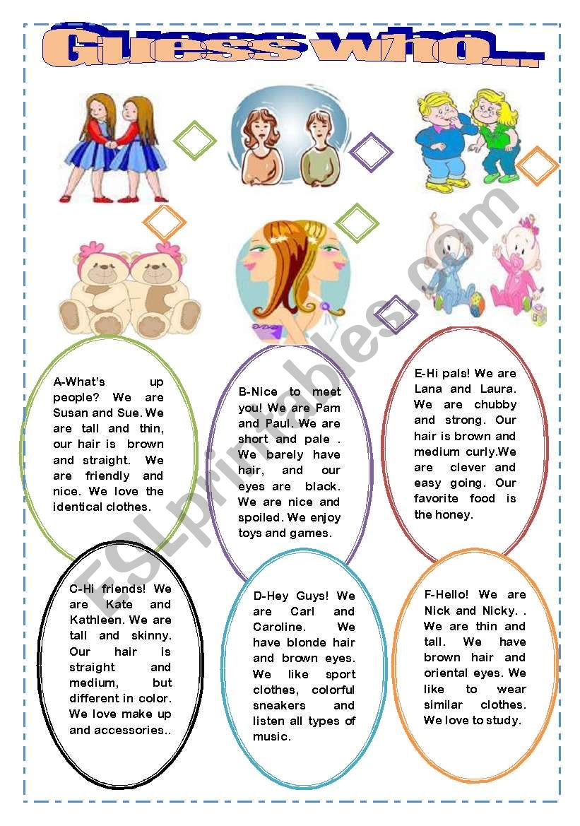 Guess Who? Describing people worksheet