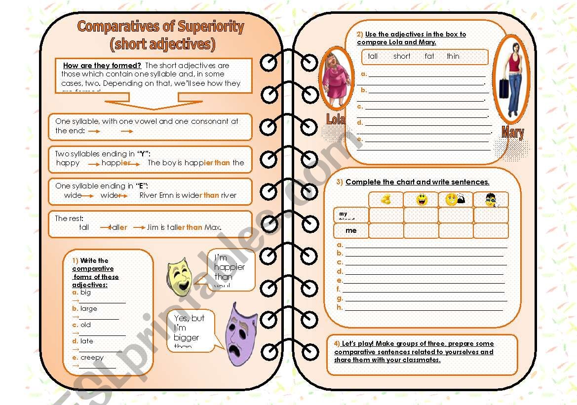 Comparatives of superiority (short adjectives) B&W version included