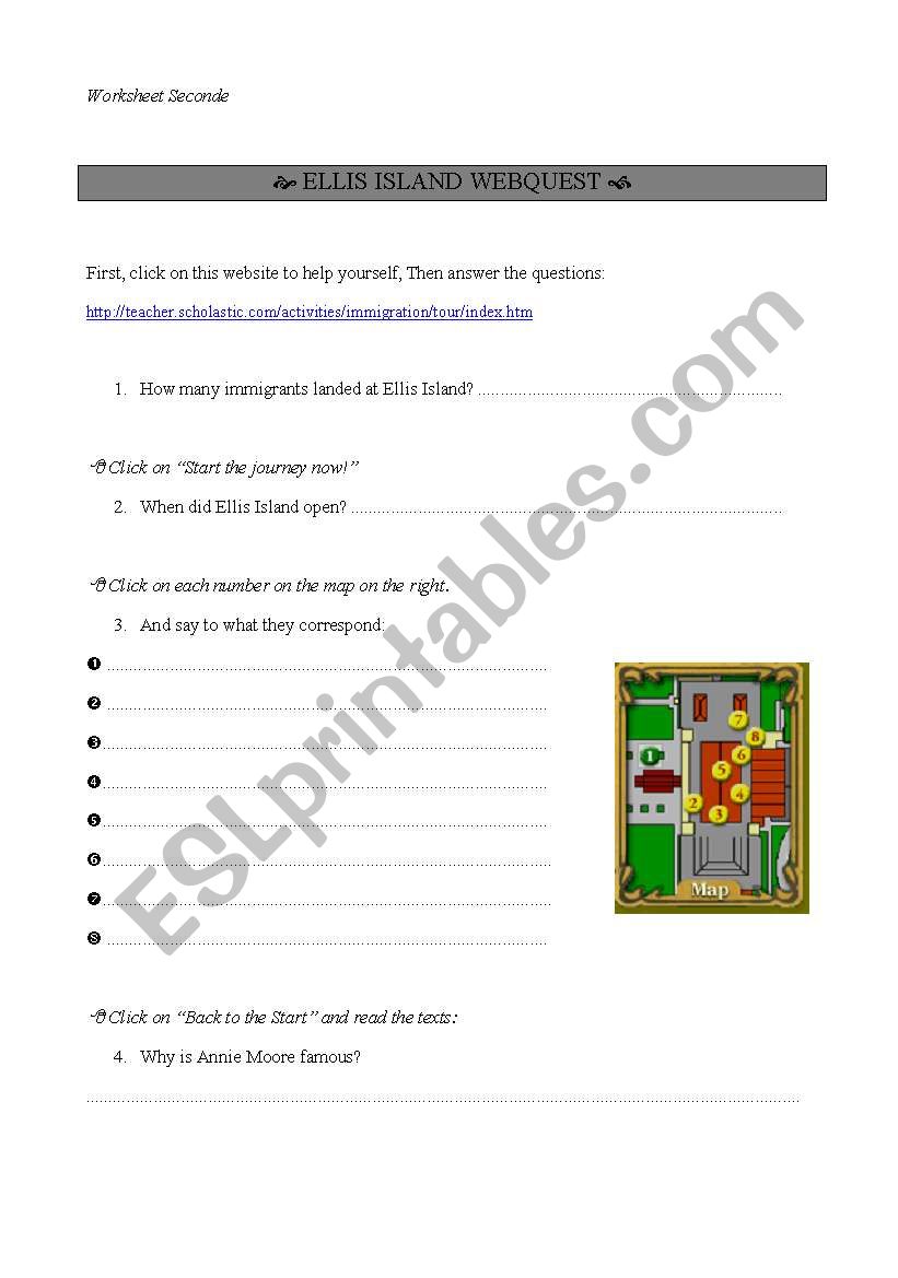 Ellis Island worksheet