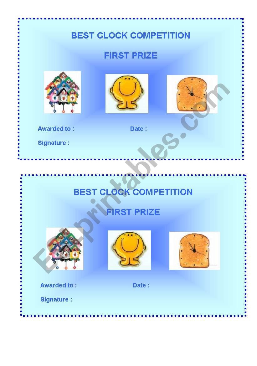 Best clock competition worksheet