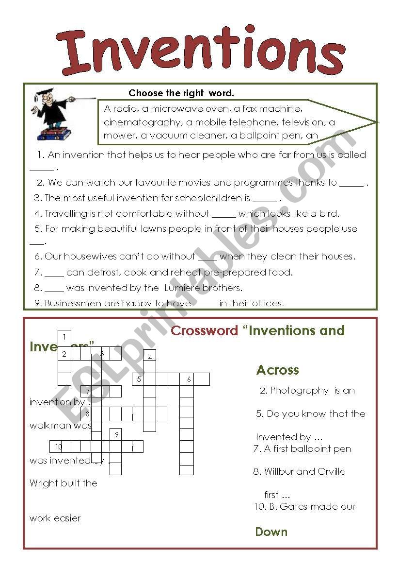 Inventions worksheet