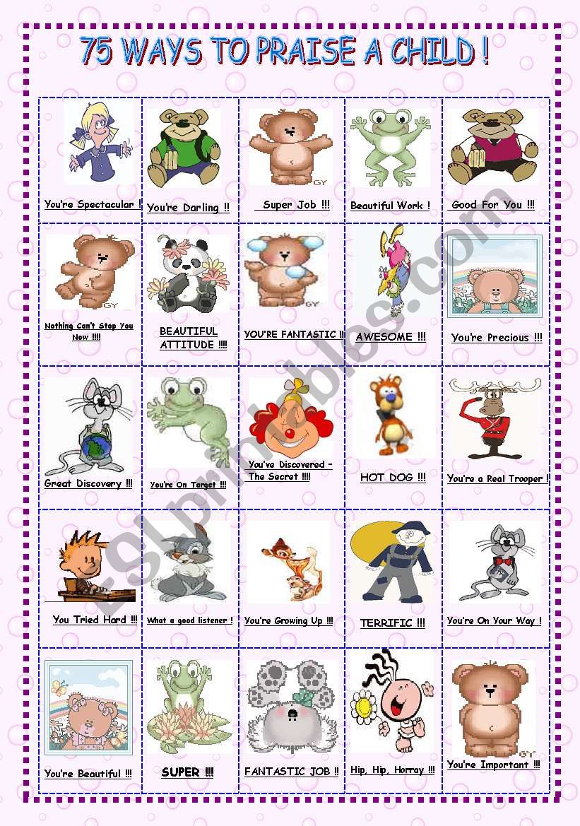 75 WAYS TO PRAISE A CHILD 1/3 worksheet