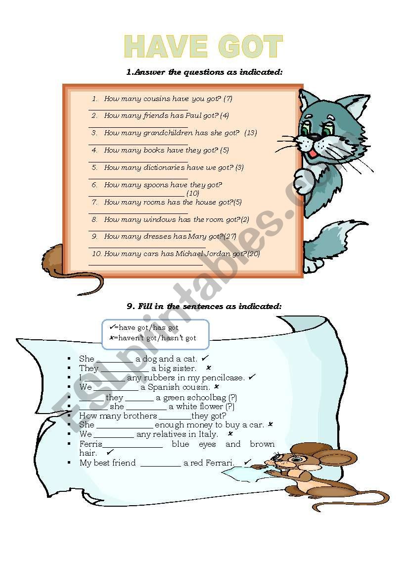 Verb Have got worksheet