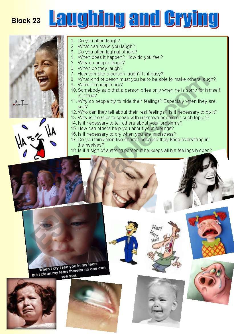 Laughing and Crying worksheet