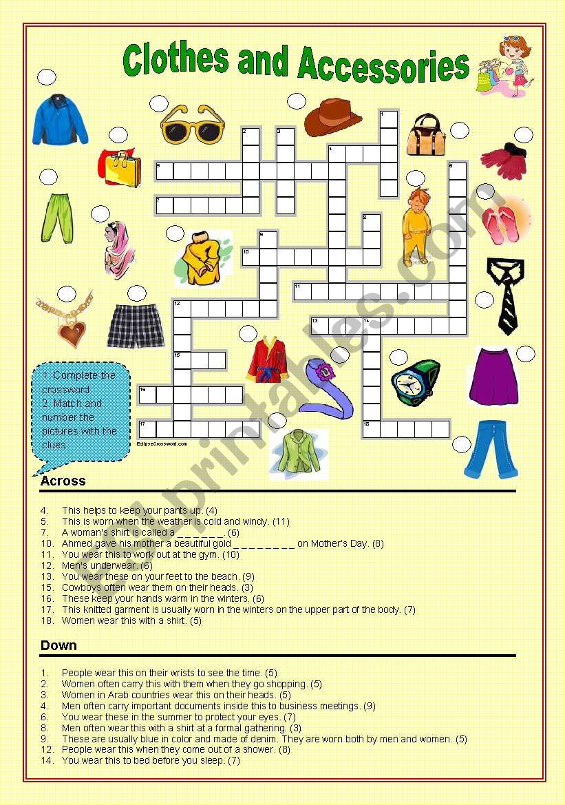 Clothes and Accessories worksheet