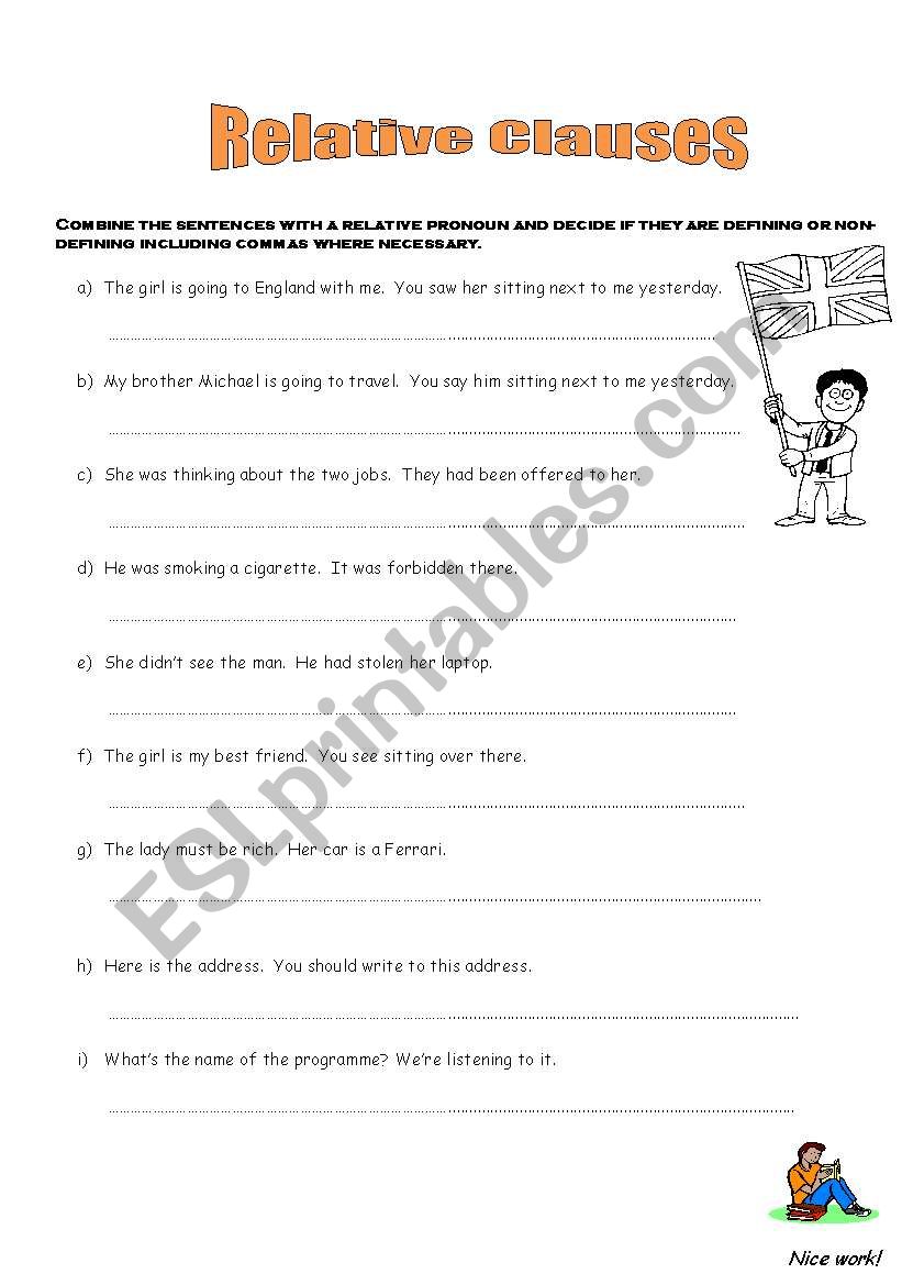 Relative Clauses worksheet