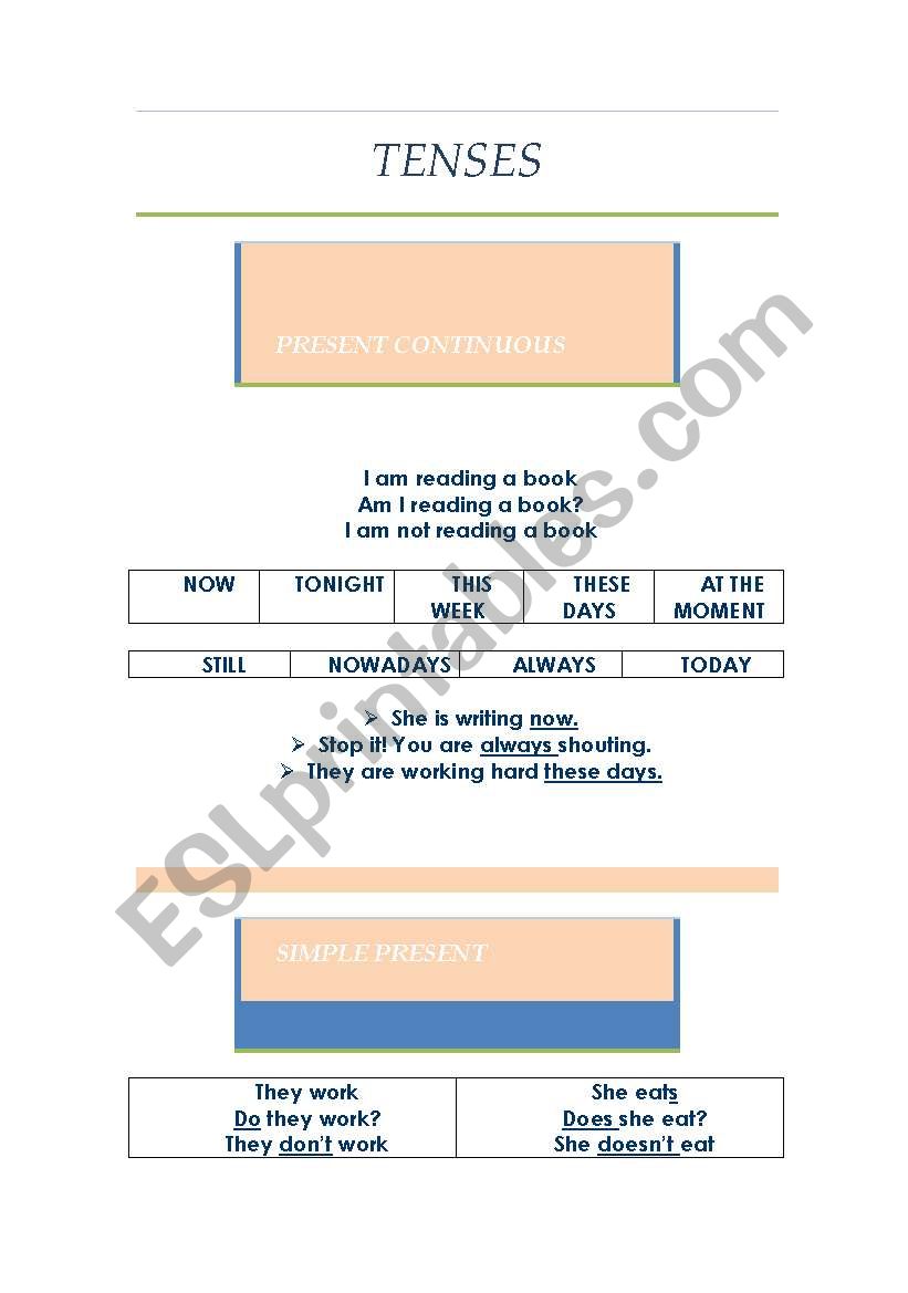 TENSES worksheet