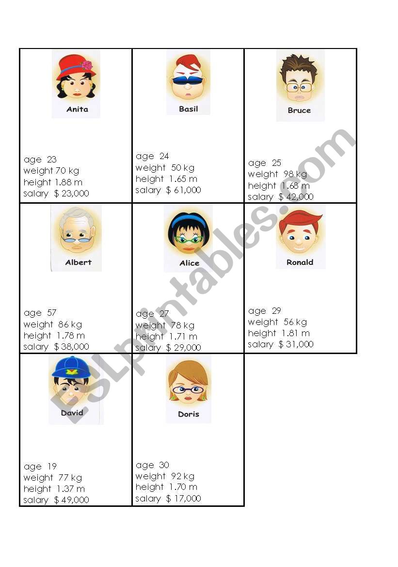 sheet 1 of 3 comparatives or superlatives game