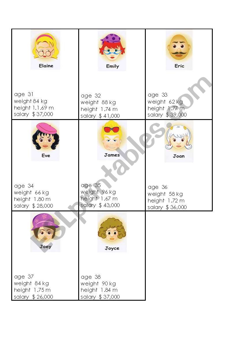 sheet 2 of 3 comparatives or superlatives game.