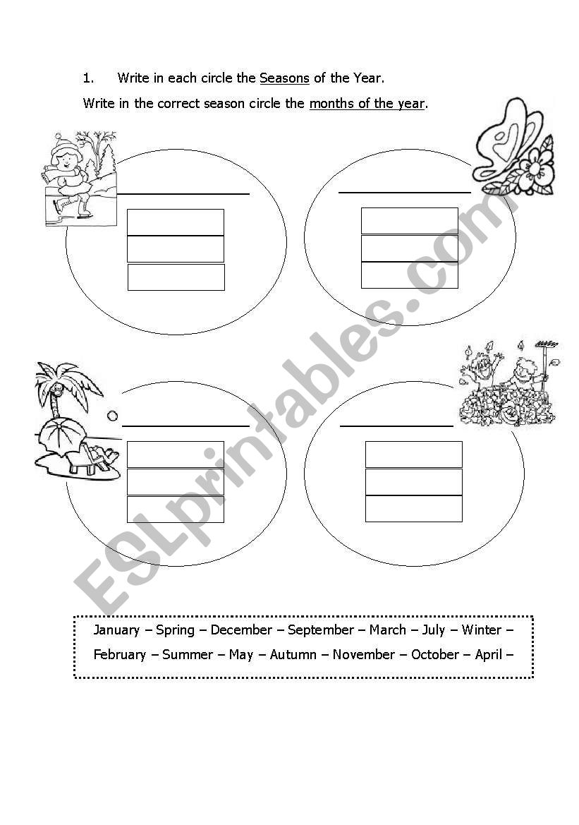 Seasons and months worksheet