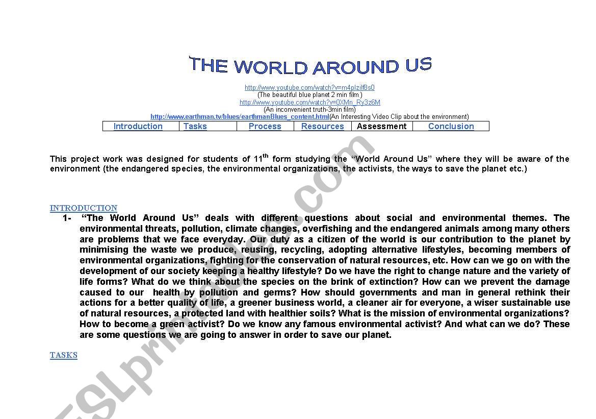 The world around us worksheet