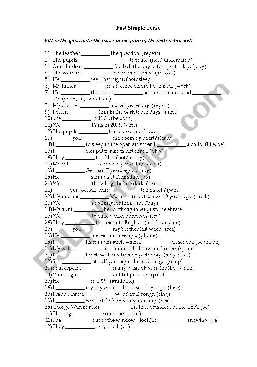 Past Simple worksheet