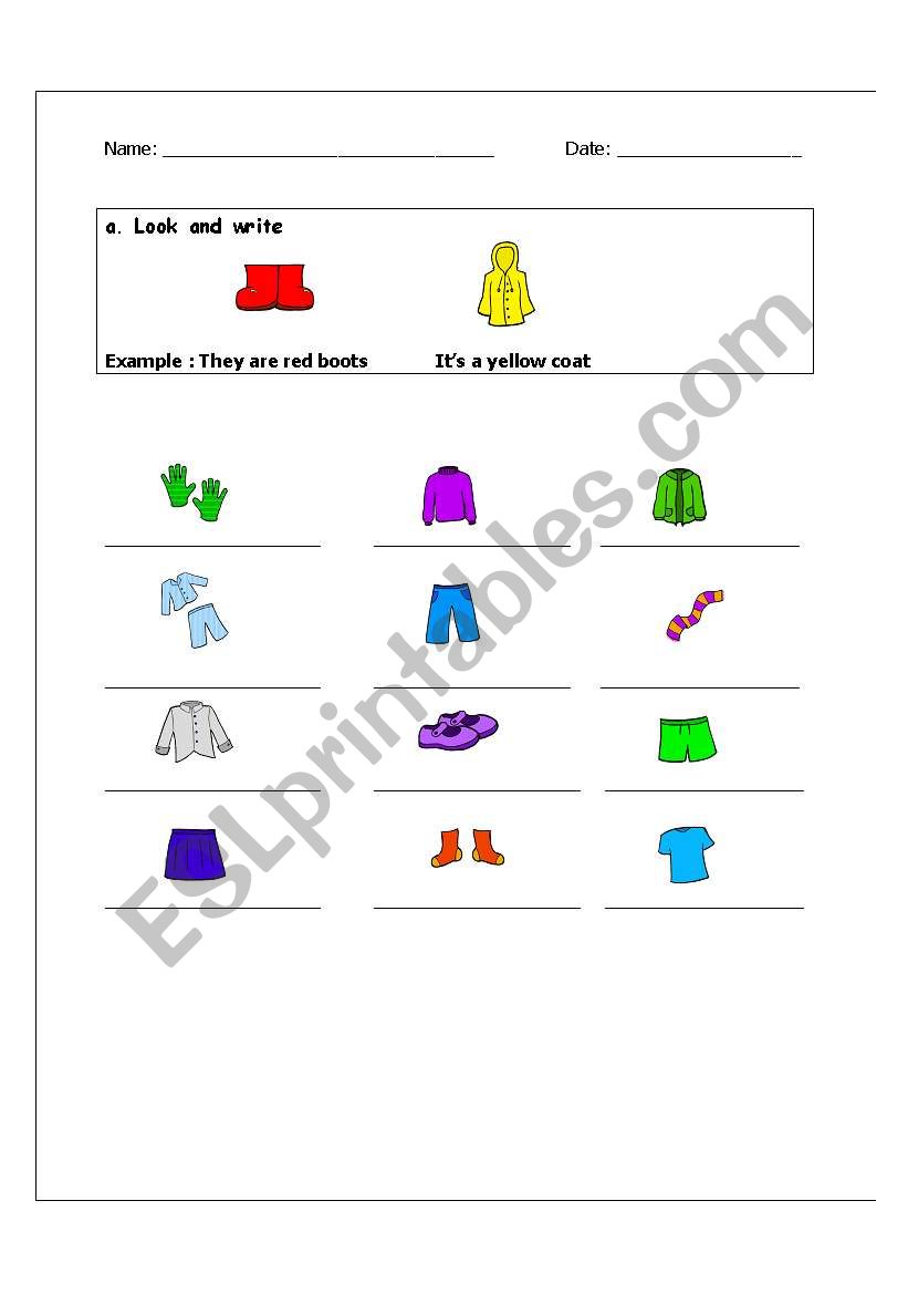 Clothes worksheet