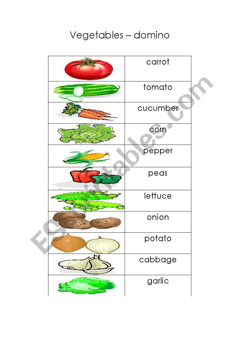 vegetables - domino worksheet