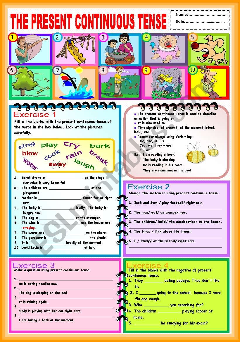 The Present Continuous Tense worksheet