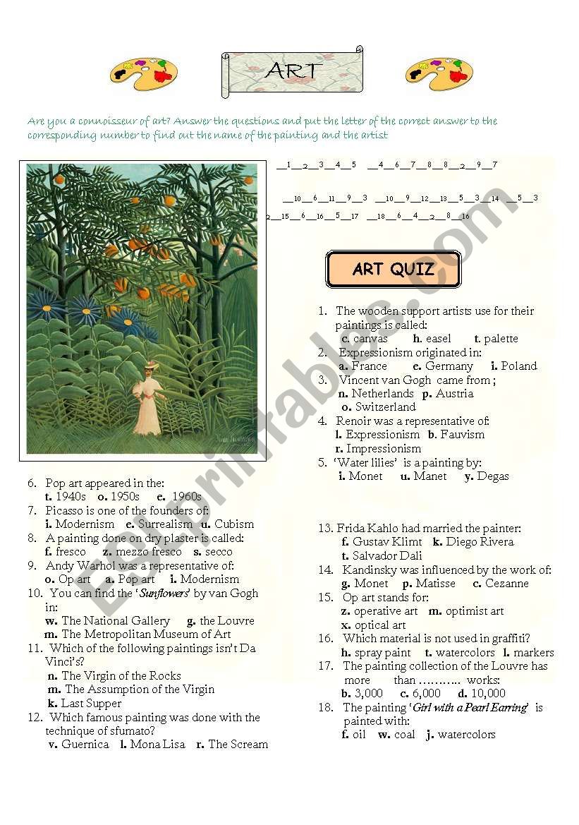 Art worksheet