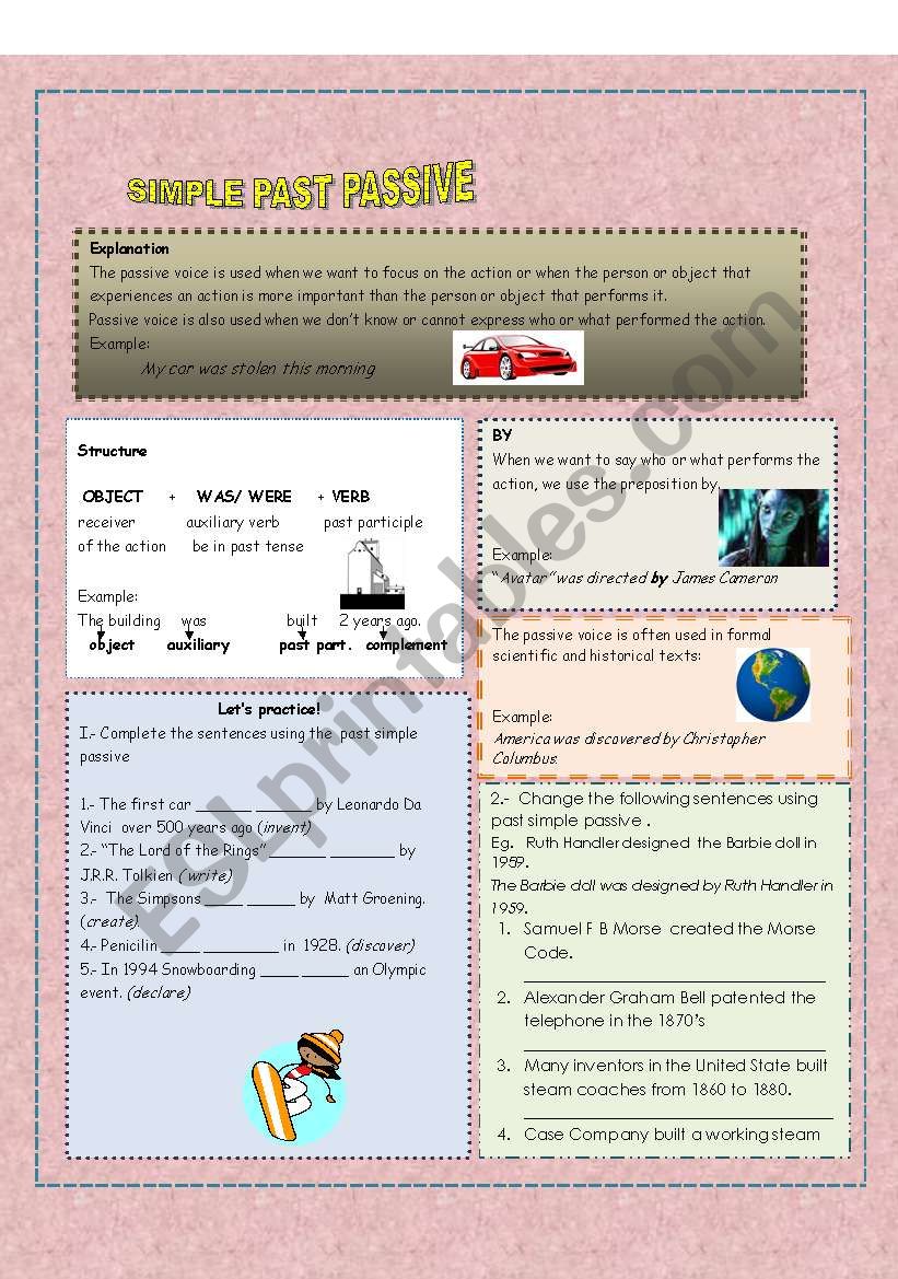 Simple past passive worksheet