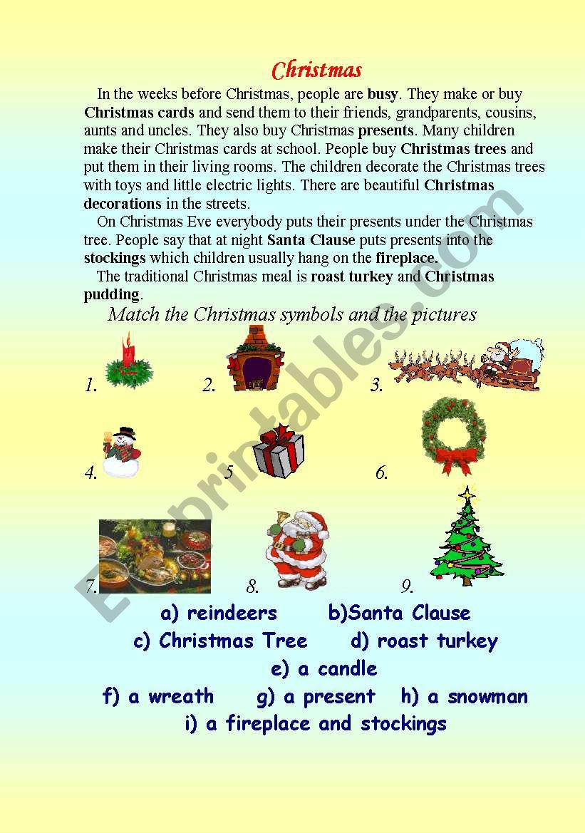 Christmas worksheet