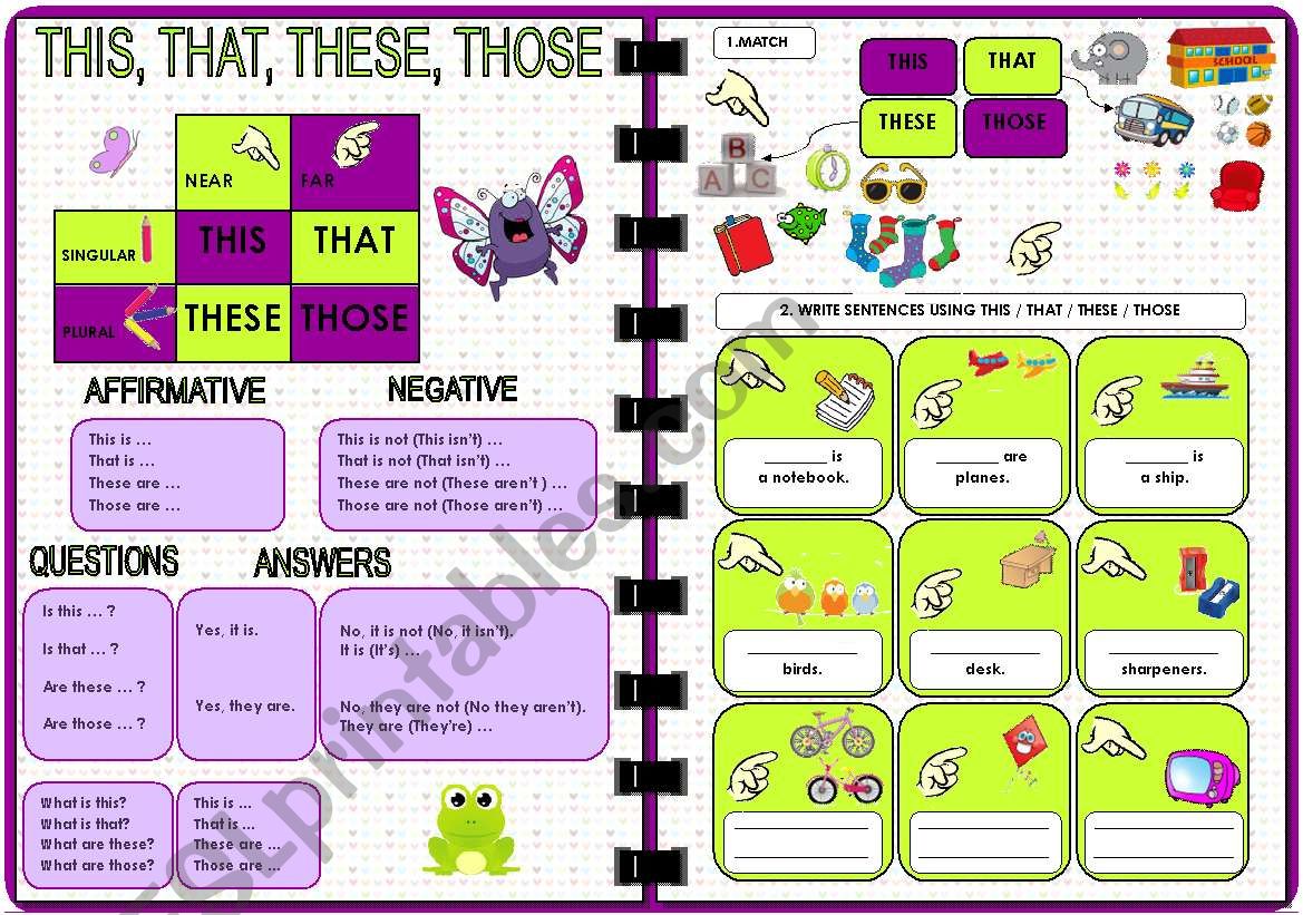 Demonstratives: THIS - THAT - THESE - THOSE (1 of 2). Editable