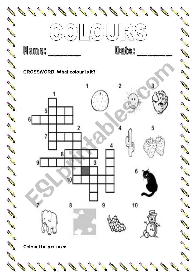 Colours Crossword worksheet