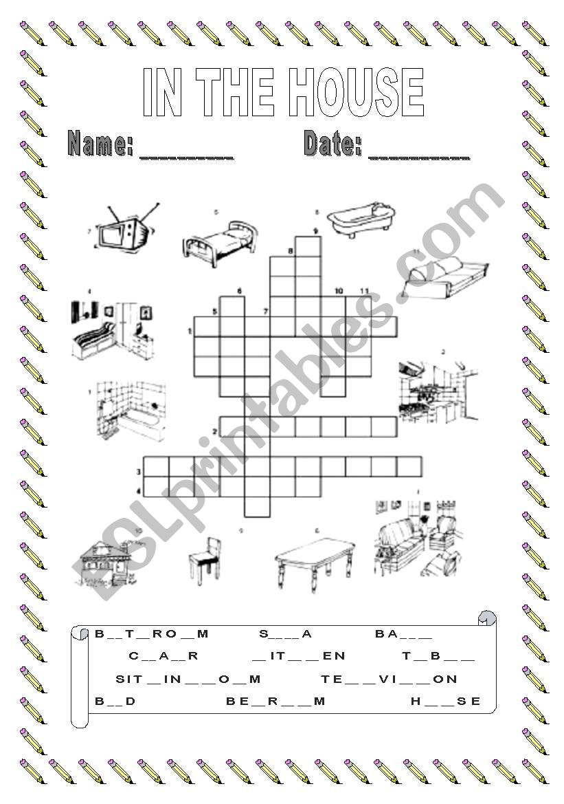 In the house crossword worksheet
