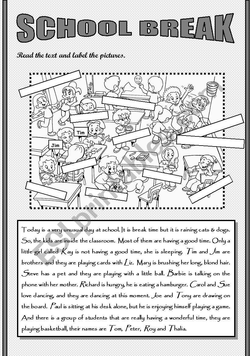 SCHOOL BREAK - READING  worksheet