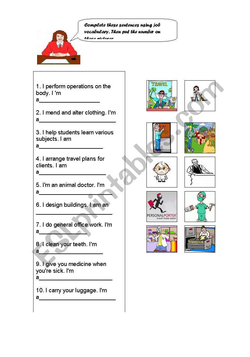 describing jobs worksheet