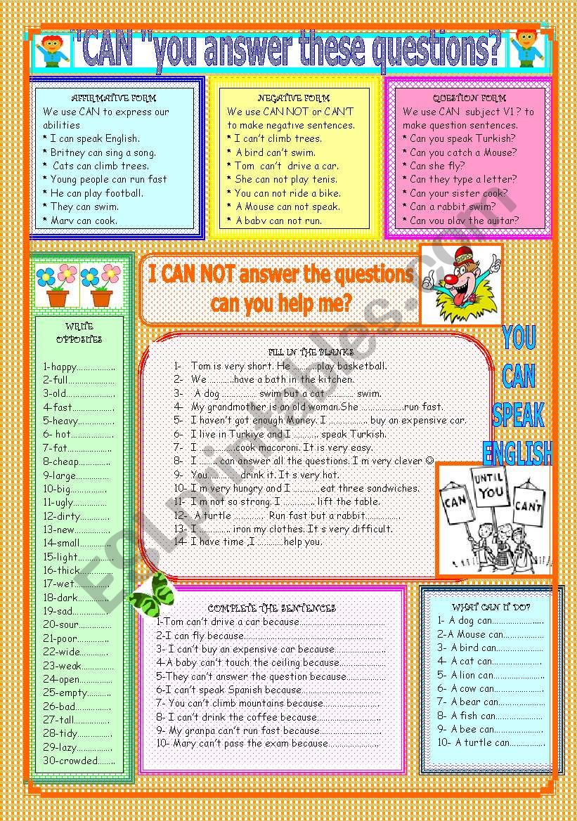 CAN-CANT worksheet