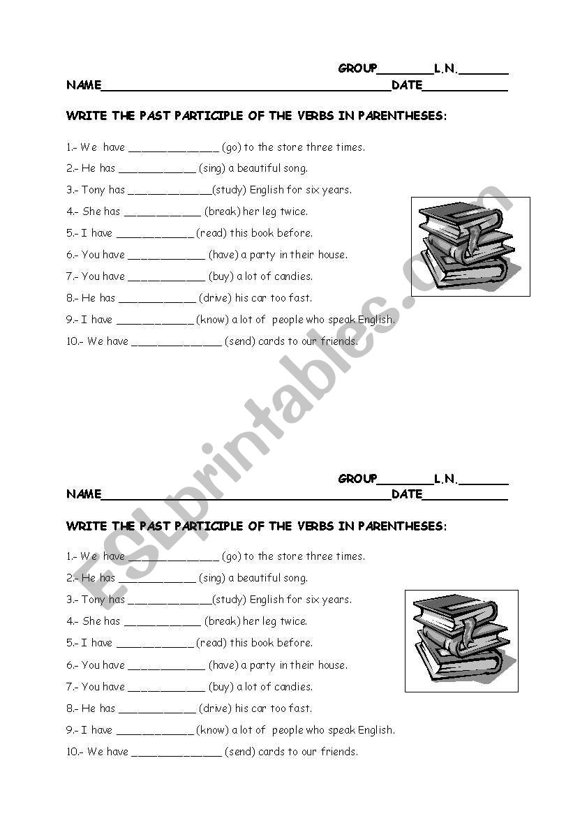 present perfect worksheet