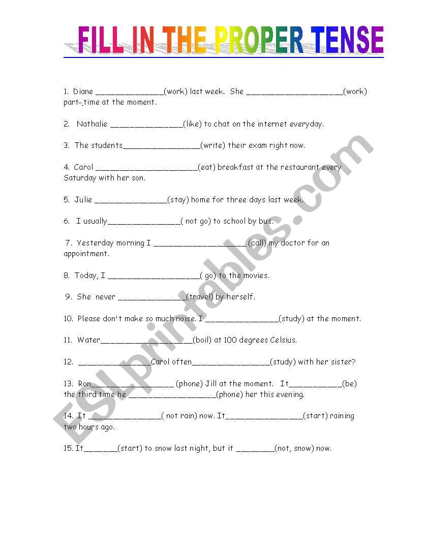 Tense Revision worksheet