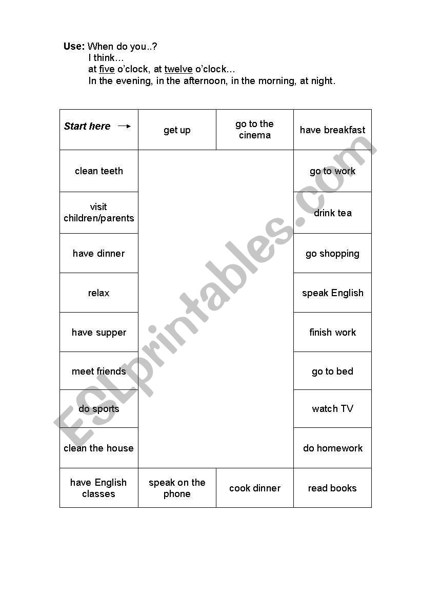 Time-game worksheet