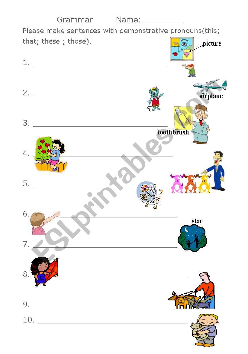 demonstrative pronouns worksheet